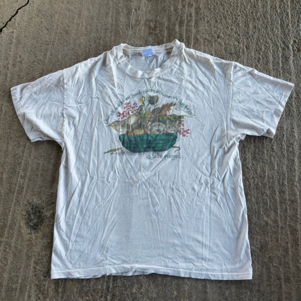 VINTAGE 90S BIBLE VERSE T-SHIRT ANIMAL JESUS RELIGION GRAPHIC T-SHIRT MENS XL